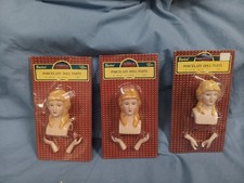 Vintage Porcelain Doll Head and Arms Set Sealed Package, Lot of 3