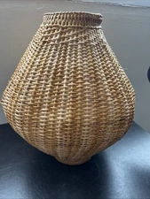 Rattan Bamboo Woven Wicker Table Lamp Pendant Light Cover Basket Candle 13" Boho