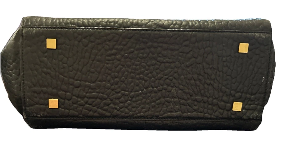 Vince Camuto “Kimi” Lg Pebbled Leather Tote Bag Black Shoulder Bag W/Gold Rings - Image 4 of 4