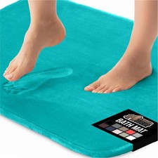 Gorilla Grip Memory Foam Bath Rug, Soft Absorbent Velvet Mat, 36x24", Turquoise