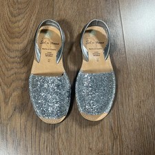 💥 Sol de Menorca Silver Glitter Avarcas Sandals EU 39 / UK 6 Made in Spain