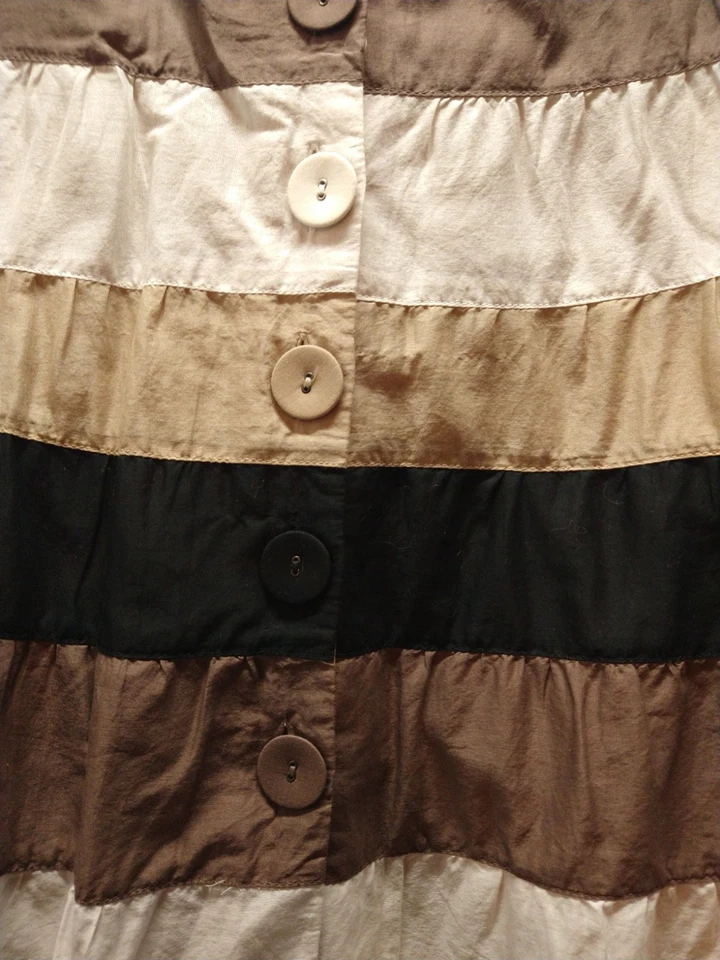 Falda Mossimo Mujer Talla 14 Negra Blanca y Marrón Rayas Anchas Forrada Botón Frontal Foto 2 de 4