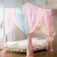 Mosquito Net Bed Canopy Full Queen King Size Black Curtains for Indoor Outdoor