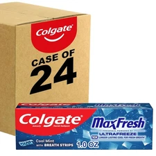 Colgate Max Fresh 1Oz Toothpaste with Mini Breath Strips, Cool Mint - 24 Pack