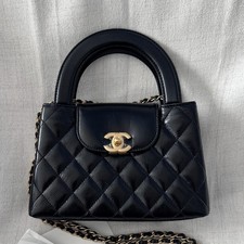 CHANEL Mini Kelly AS4416 Black Shiny Aged Calfskin Gold Hardware Box Receipt