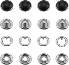 30 Sets 10Mm Black Pearl Snap Buttons Metal Ring Snaps Popper Stud Snap Fastener