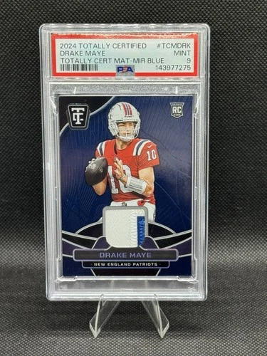 2024 Panini Totally Certified - Materials Drake Maye Mirror Blue /75 PSA 9
