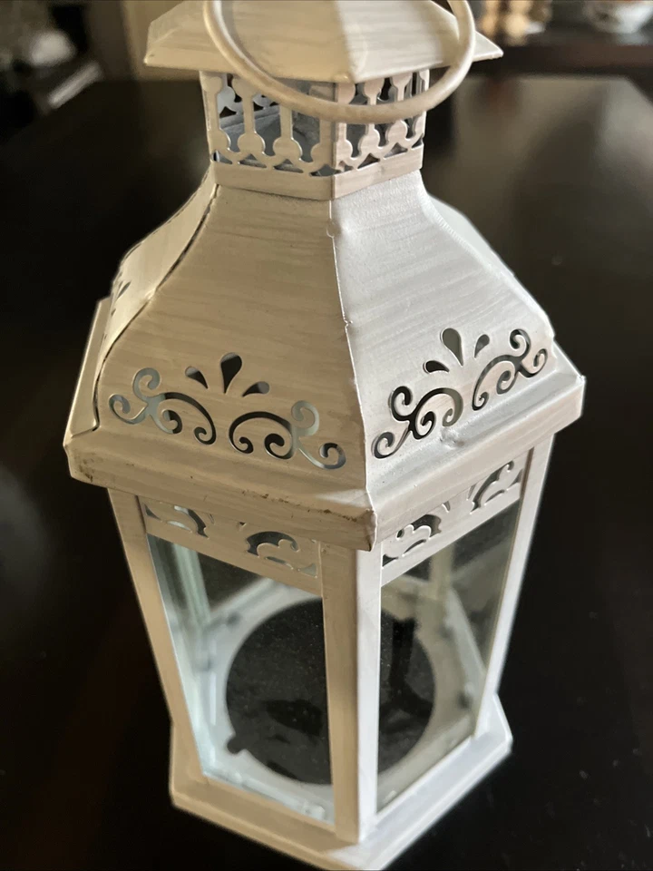 Ashland Medium White Rustic Metal Lantern Candle Holder  10" H - Image 4 of 4