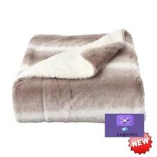   60"x70" Faux Fur Throw Blanket Beige/Cream - Yorkshire Home