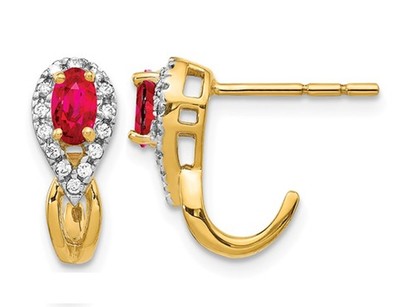 Ohrringe 7/10 Karat (ctw) Rubin & Diamant 14 Karat Gold