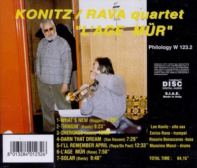 LEE KONITZ - L'AGE MR NEW CD