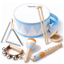 Drum Set for Boys Wooden Montessori Musical Instruments Snare Drum 3-5