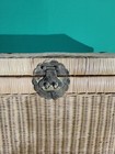 Vintage Wicker & Brass Rattan Chinoiserie Style Trunk Chest Late 20th Century.