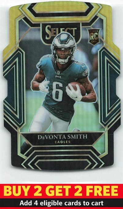 2021 Panini Select #249 DeVonta Smith Black and Gold Prizm Die Cut