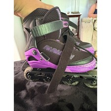 Papaison Kids Adjustable Inline Skates Purple Black Size Small J11-1.5 64mm 82A