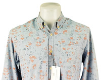 SCOTCH & SODA Mens Blue Floral L/S EVENING DRESS SHIRT Reverse Print - L - £109