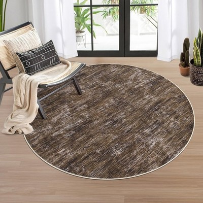 RUGSREAL 3x3 Round Area Rug Small Washable Circle Rug Non Slip Stain Resistant E