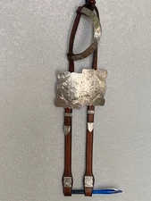 R Harris Silver Leather show headstall used FLASHY  no reserve free shipping