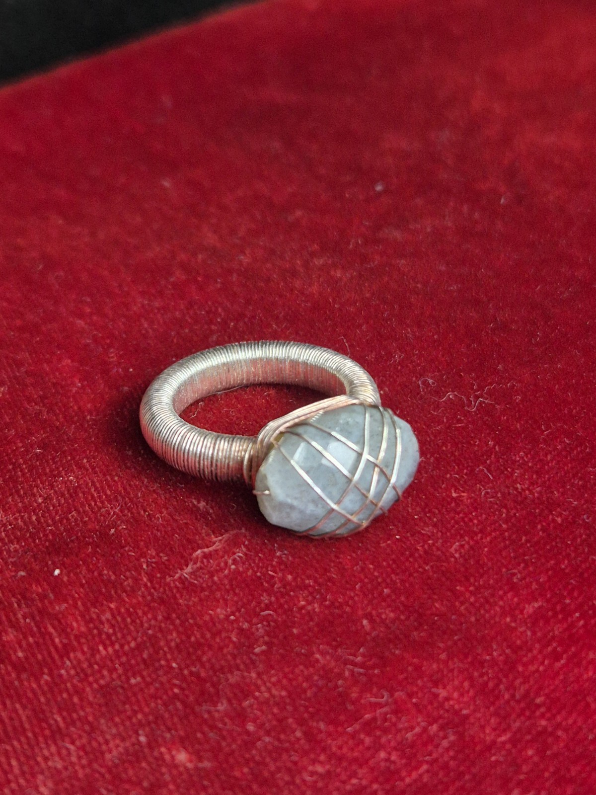 Sterling Silver Wire Wrapped Ring Set With A Face… - image 1