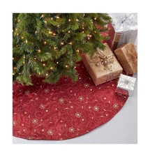 Fennco Styles Embroidered and Sequined Christmas Tree Skirt 72" X 72" Round -...