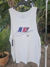 Nike Running Training Tank Top Mens XL Logo Swoosh CZ8981 100 White New W Tags