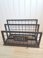 Rae Dunn Mail Letters Organizer 2 Compartment Farmhouse Desk Wood Metal