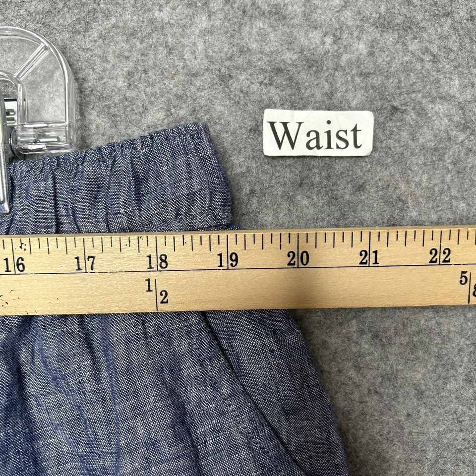 Pantalones Cortos Tahari Para Mujer 2XL Azul Lino Ligero Playa Bolsillos Cintura Alta Cómodos Fácil Foto 3 de 4