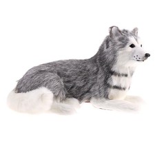 Lifelike Fur Lying Husky Dog Animal Model Ornament Children