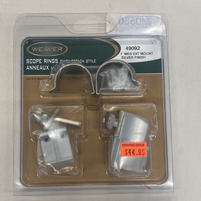 NEW Weaver 1  Quick Detach Scope Mount Rings #49092 Med Ext, Mount Silver, M0530