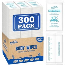 300 Pcs Ultra Thick Soft Large Body Wipes Individually 300-Pack White