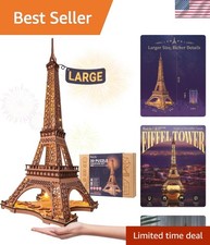 3D Wooden Puzzles for Adults, Large Eiffel Tower Set-LED Model Building Sets,...