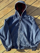 Vintage 80s KEY Denim Work Jacket 3XL Buffalo Plaid Lined USA Made