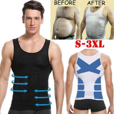 Herren Slimming Vest Shirt UnderShirts Gynäkomastie Moobs Tummy Control Shaper