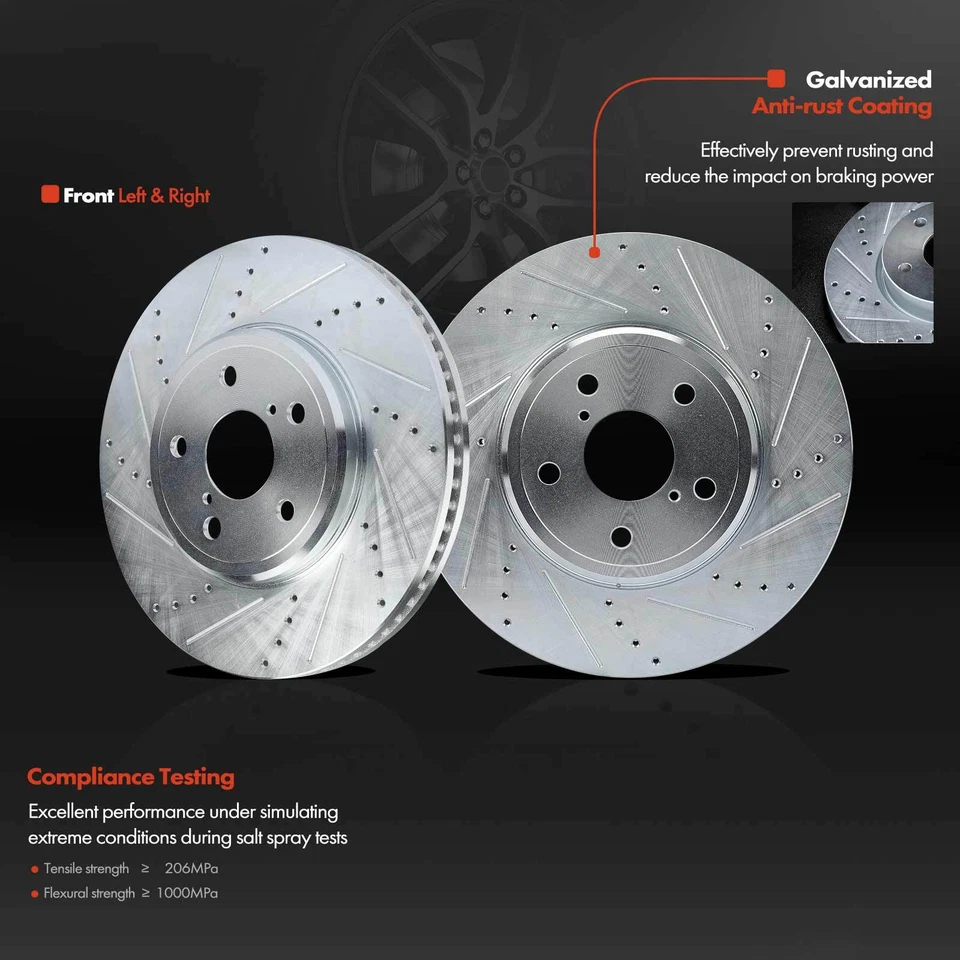 Front Drilled Brake Rotor & Ceramic Brake Pads for Lexus LS430 2001-2006 V8 4.3L - Image 4 of 4
