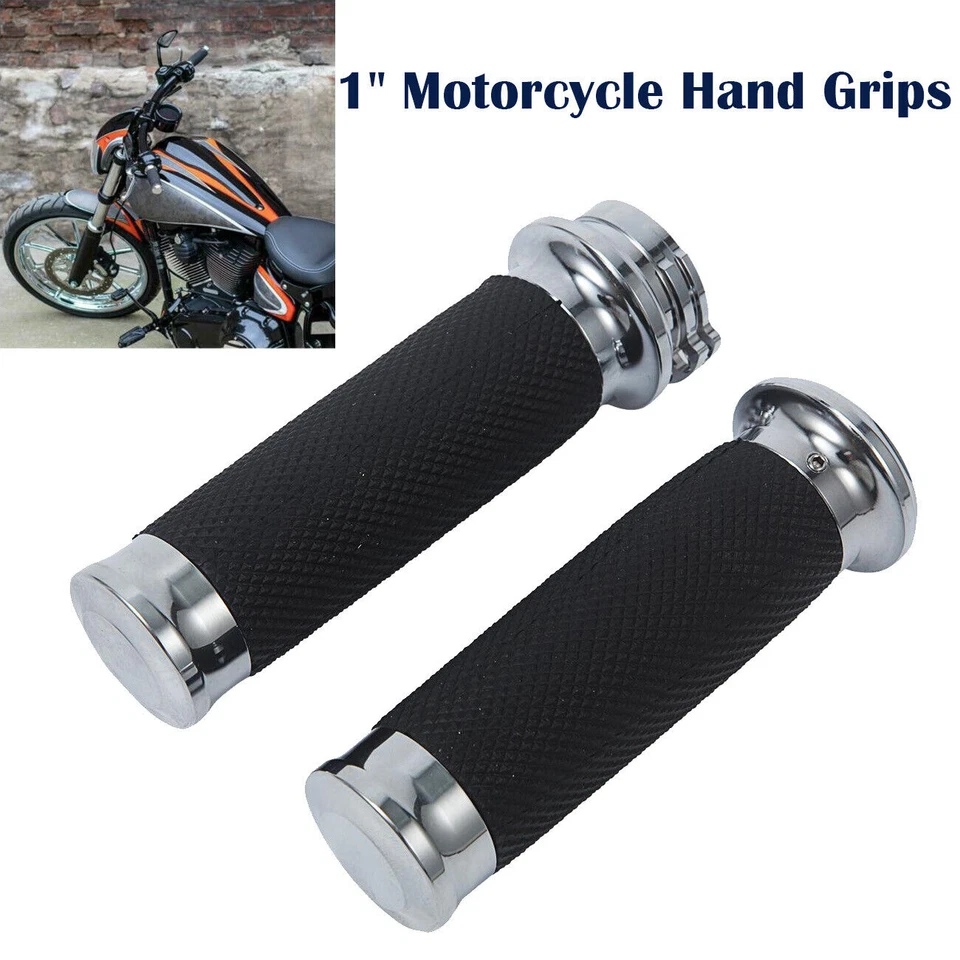 1" Motorcycle Hand Grips Handlebar Grips for Harley Honda Yamaha Suzuki Kawasaki Foto 4 de 4