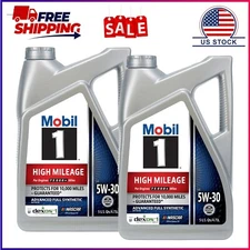2 Pack, Mobil 1 High Mileage Full Synthetic Motor Oil 5W-30, 5 Quart