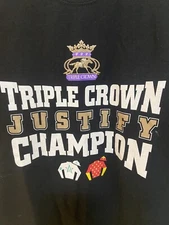 Kentucky Derby Triple Crown  2018 Justify Champion Gildan T-Shirt Size Large NWT