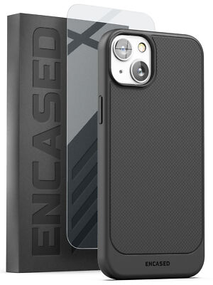 iPhone 14 Case, Slim Grip Phone Cover with Screen Protector (Matte Black)