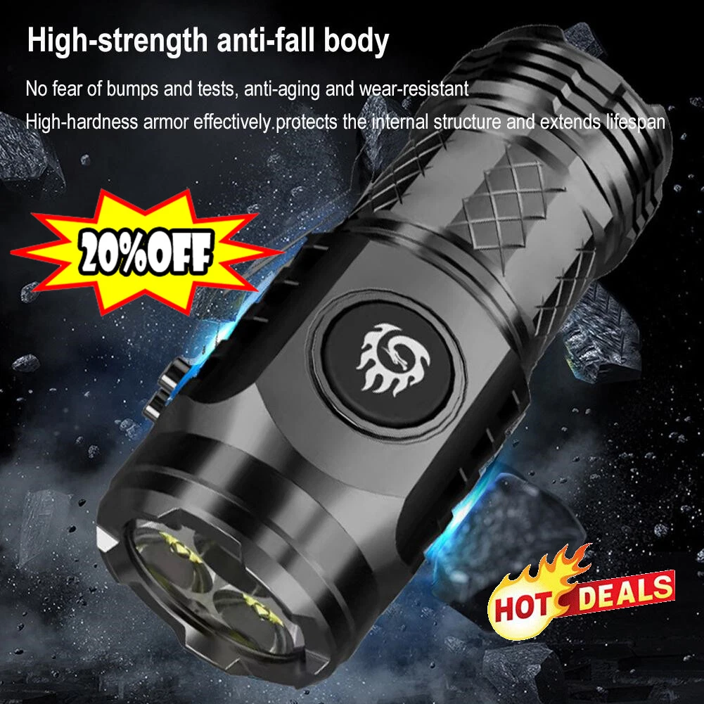 Three Eyed Mini Flashlight Flash Super Power Waterproof Outdoor Travel