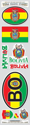 Bolivia 9 stickers set  flag decal bumper stiker car bike laptop