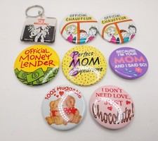 Vintage Mom Pinback Buttons Keychain 1990s Lot Of 8 ACG Made In The USA