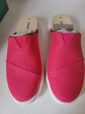TOMS Alpargata Size 7 Mallow Slip On Mule Shoes Womens Raspberry Pink Casual NEW