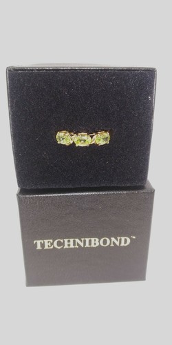 HSN Technibond Peridot? 3 Stone Ring Size 8 New Old Stock 925 Sterling Silver - Picture 2 of 8