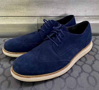 COLE HAAN Blue Lunargrand Suede Lace Up Sneaker Wingtip Oxford Loafers 