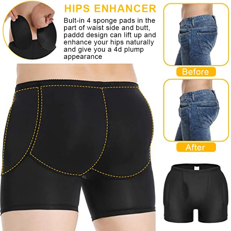 Men Butt & Hip Lifter Enhancer Briefs Padded Boxer Underwear Skinny Panty Shaper - Image 4 of 4
