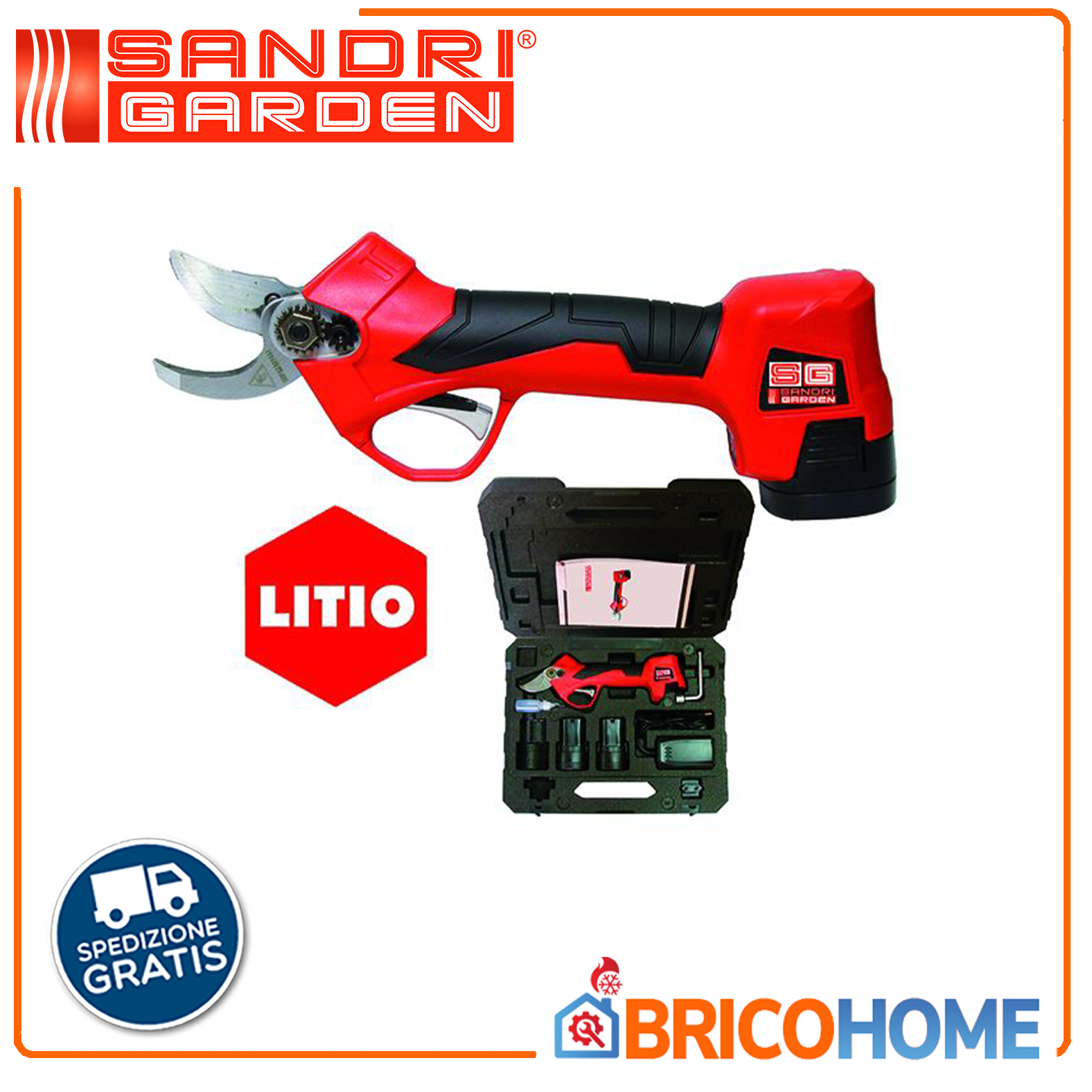 Forbici per potatura Brushless con 2 batterie 14,4V 2Ah - SANDRI GRADEN SG-FP LI