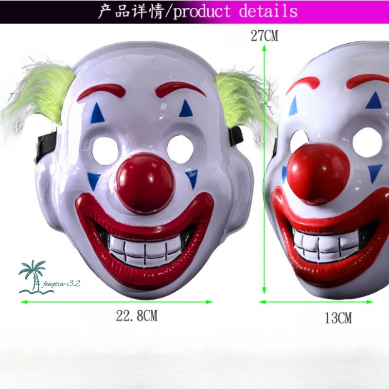 Green Hair Joker Mask Party Terror Movie Props Plastic Halloween Performance NEW - Image 4 of 4