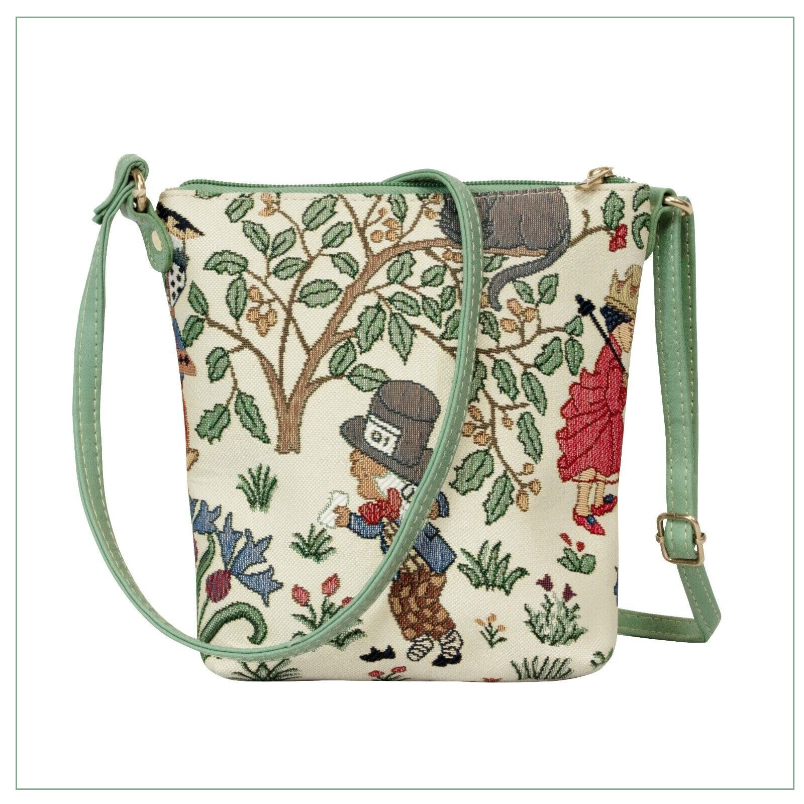 Signare Alice In Wonderland Tapestry Sling Cross Body Shoulder Hand Bag Cream