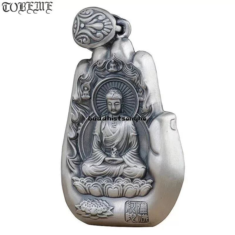 999 Silver Eight Buddha Statue Amulet Pure Silver Buddhist