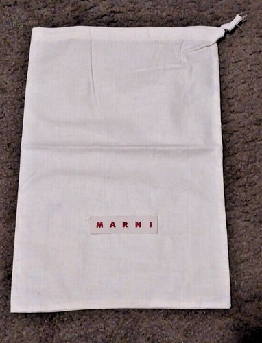 MARNI drawstring dust bag / cover / storage beige linen w/red logo 9.75" x 14"